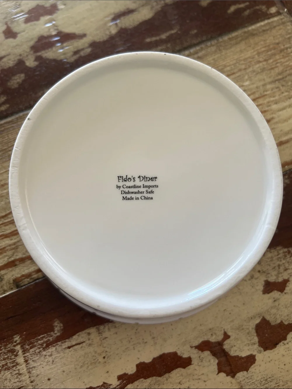 White Ceramic Dog Bowl with Gold Paw Accent